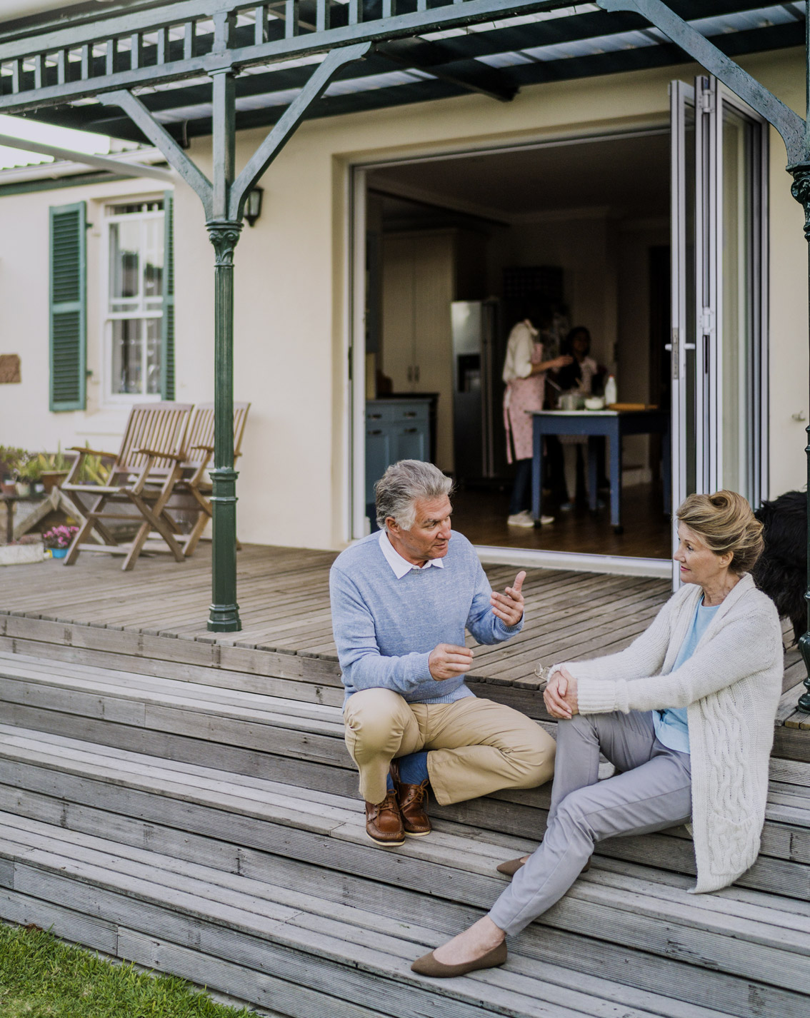 Elderly couple having conversation